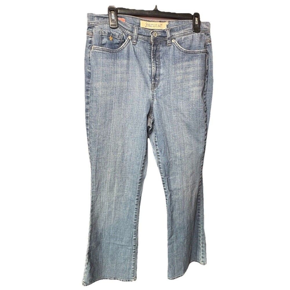 Jeanstar Belle Flare Jeans Womens 12 Medium Wash Blue Denim High Rise Stretch - Picture 3 of 12